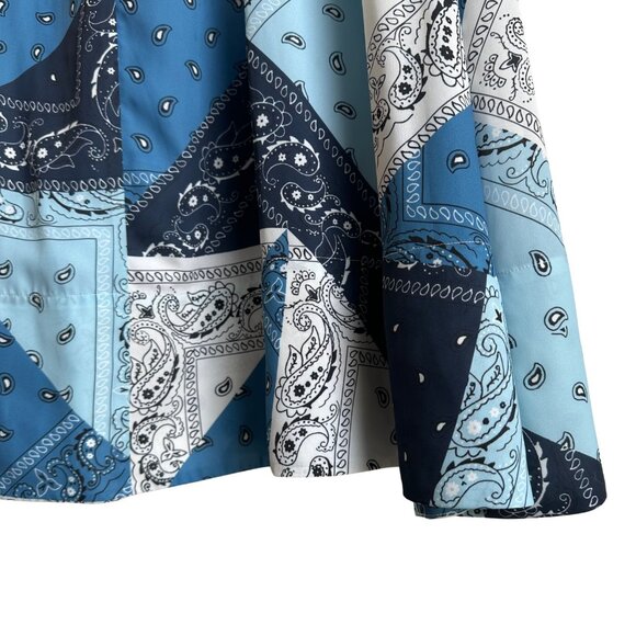 STAUD Giorgiana Tie‑Front Cutout Midi Dress – Blue Bandana Print – Size US 8 - Picture 10 of 11